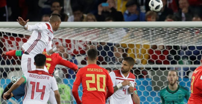 Momentka zo zápasu Španielsko - Maroko