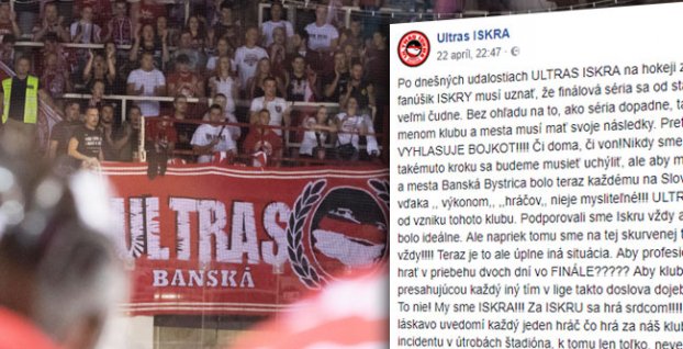 Ultras Iskra Banská Bystrica - status na Facebooku