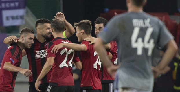 Futbalisti Trnavy oslavujú víťazstvo nad Anderlechtom